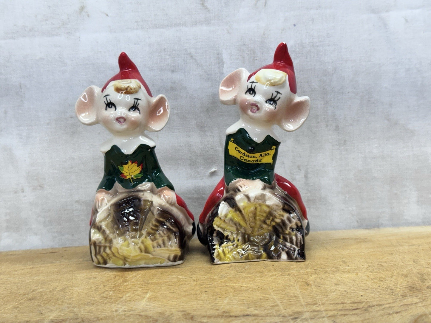 Ceramic Pair Of Elves Made In Japan #1139