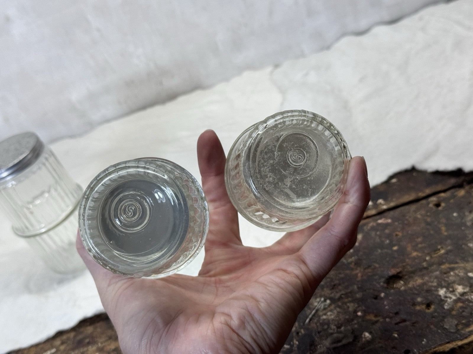 Clear Ribbed Glass Hoosier Spice Jars Vintage #1841