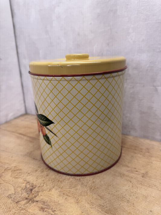 Cherry Yellow Plaid Vtg Kitchen Canister #S-1526