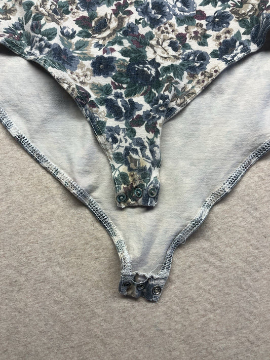 1980-90s Women’s Flowered L Sleeve Knit Body Suit