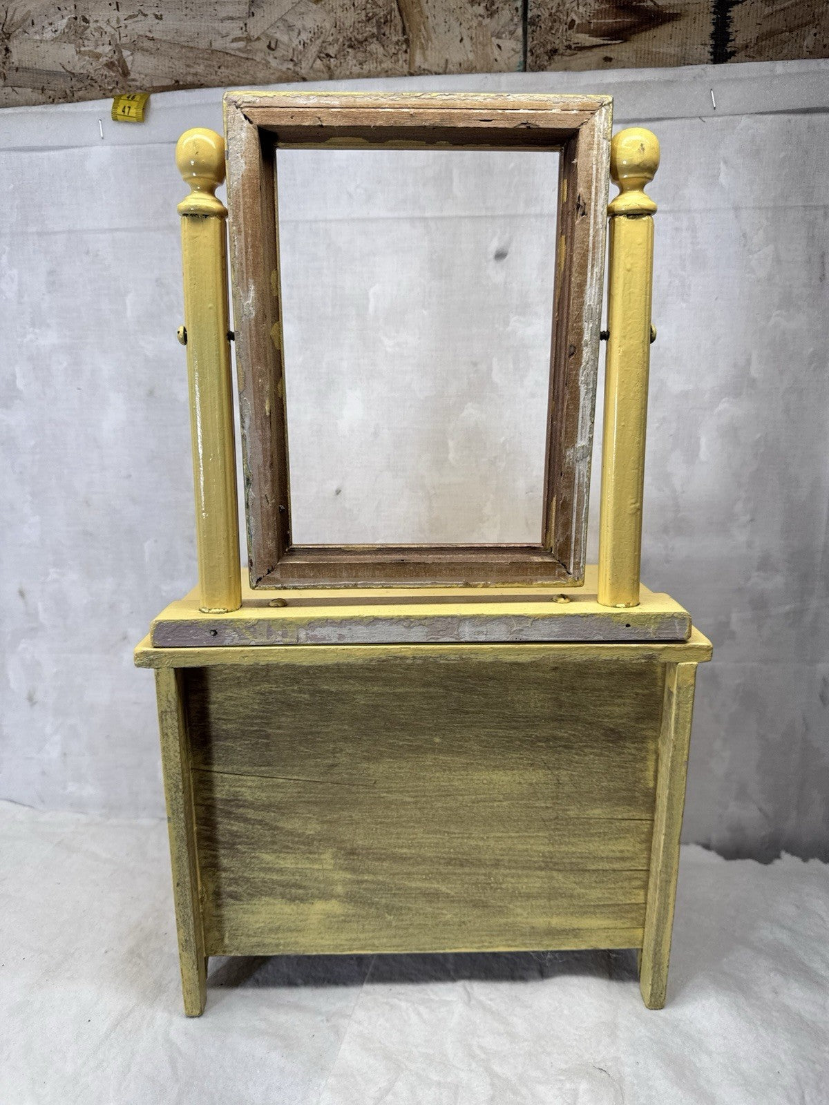Child’s Yellow Wooden Doll Dresser Vintage