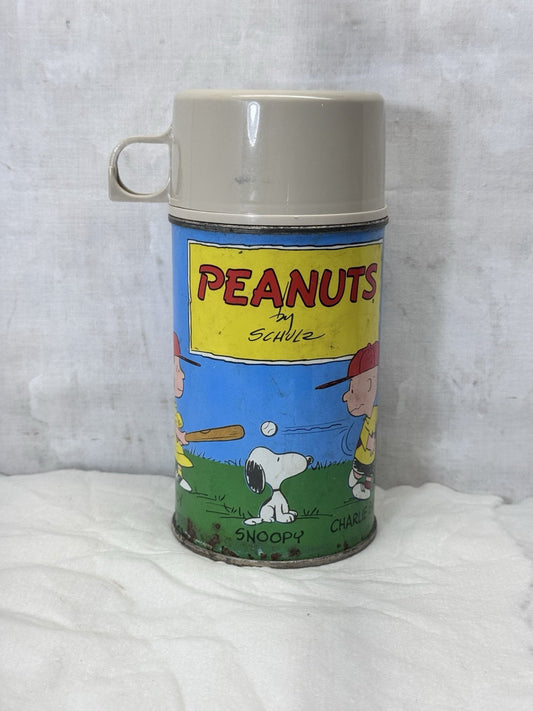 Snoopy Charlie Brown Metal Thermos Vintage #S-1840