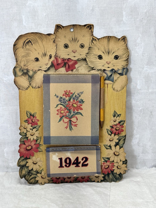 1942 Paper Calendar Notebook Kitten