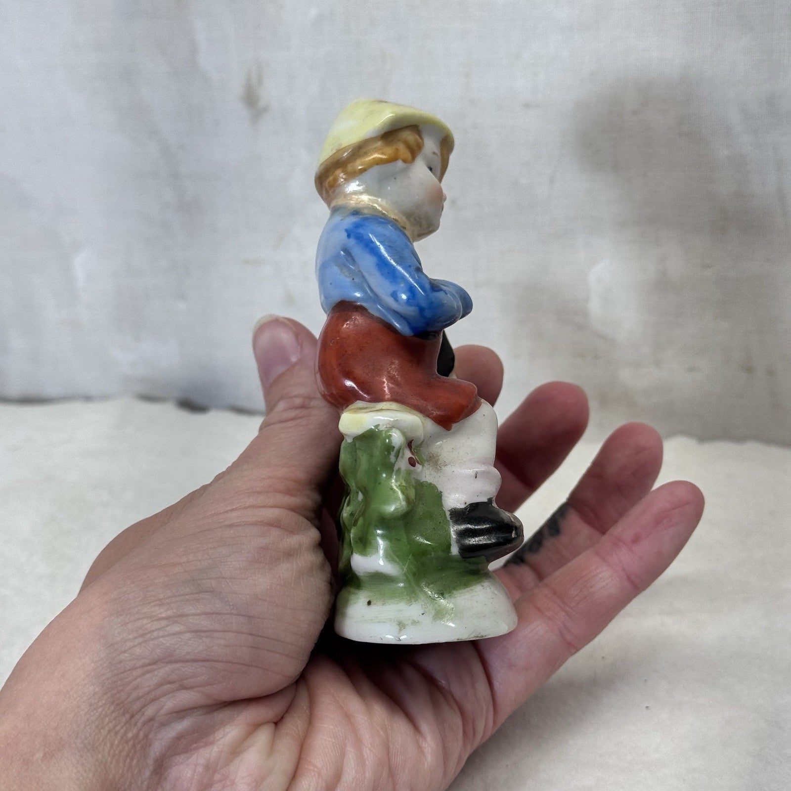 Occupied Japan Figurine Musician Boy Vintage