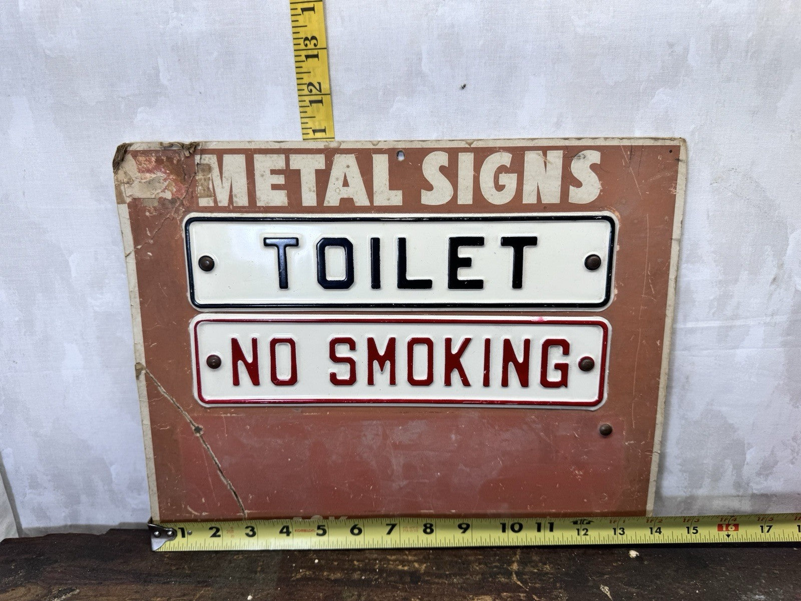 Salesman Metal Sign Display Cardboard Easel Back Vtg S-1781
