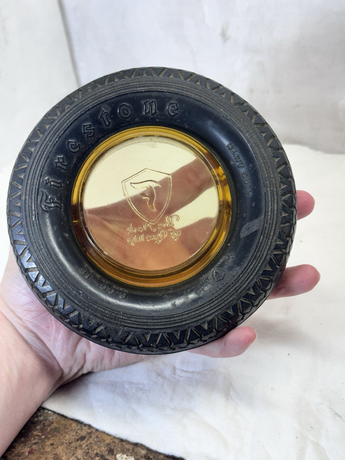Firestone 1934 Amber Ashtray Advertising Vintage  #S-1851