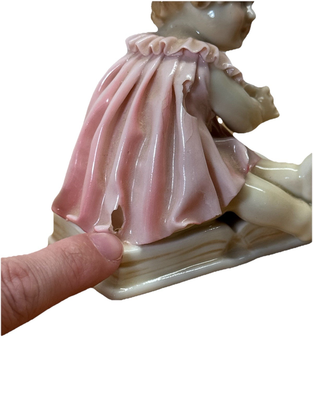 Karl Ens Porcelain Figurine Girl Pink Dress Germany Vtg Rare Flawed #S-1864