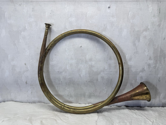 Christmas Brass French Horn Bugle Fox Hound Bow Vtg #S-1838