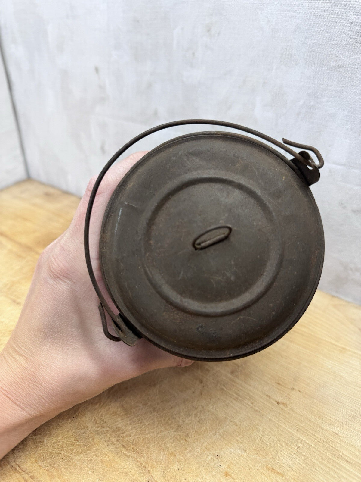 Small Metal Berry Bucket With Lid Vtg #S-1533