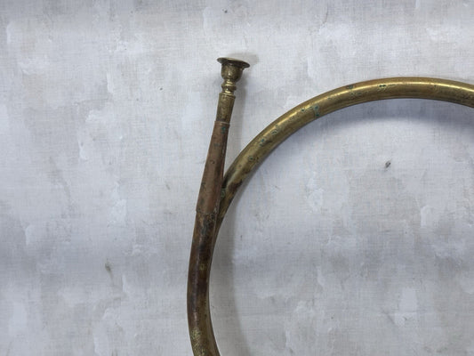 Christmas Brass French Horn Bugle Fox Hound Bow Vtg #S-1838