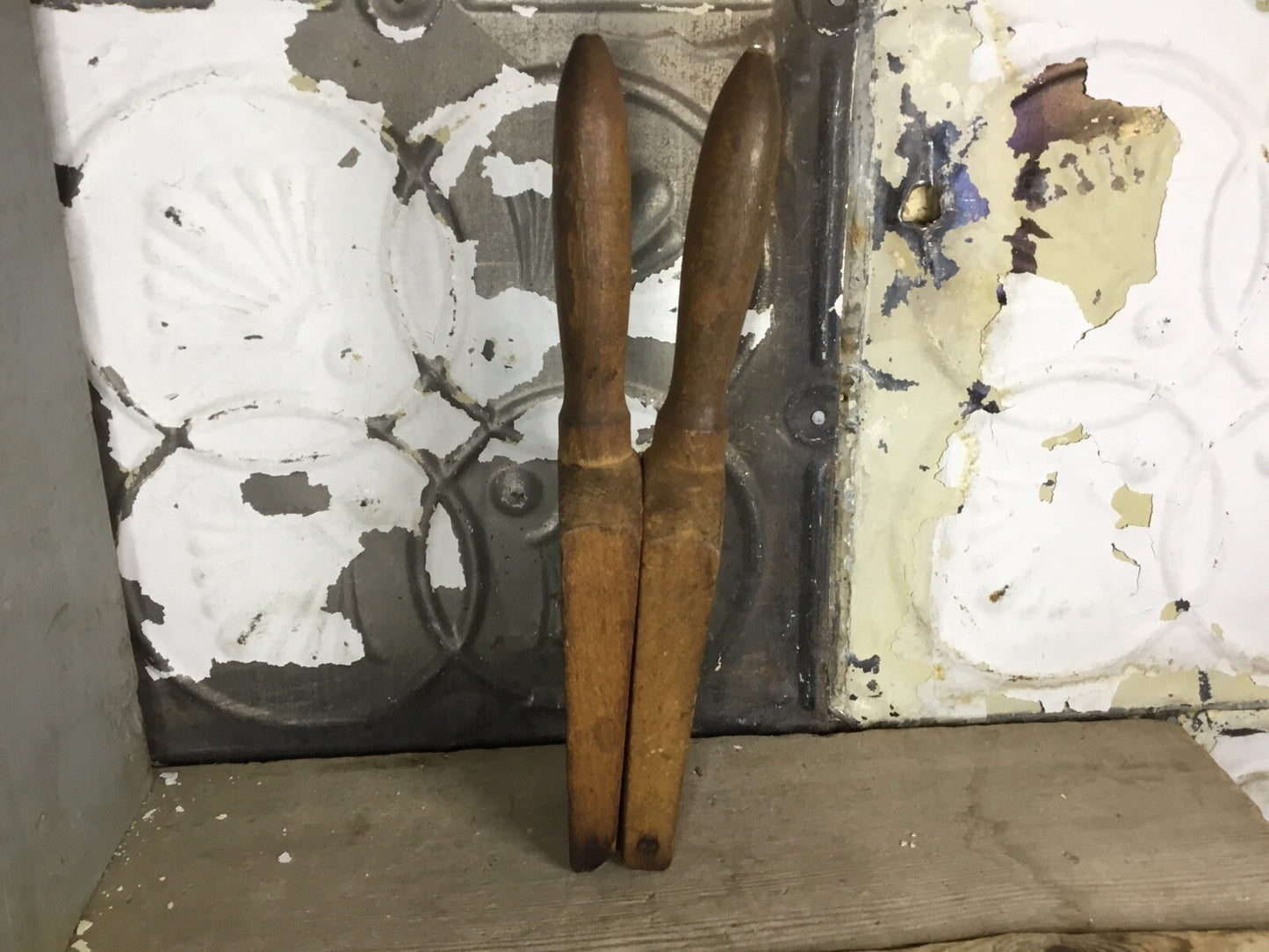Primitive Antique Wood Garlic Press, Kitchen Decor, Collectible