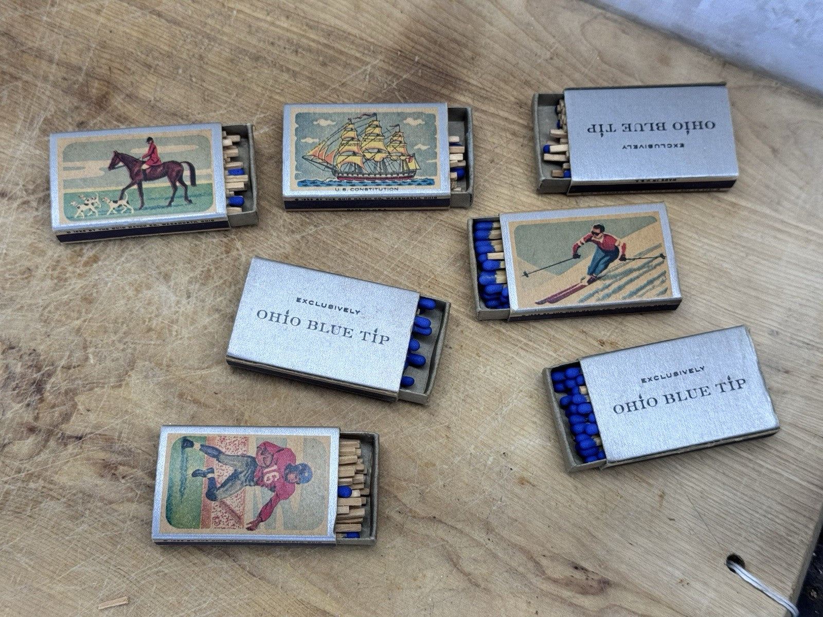 Ohio Blue Tip Match Boxes Vtg #1546