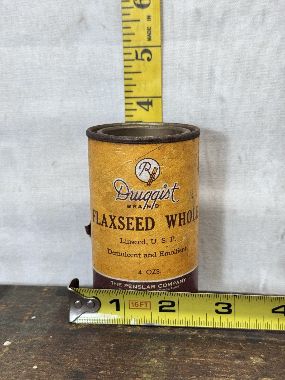 Flaxseed Whole Tin Vintage Can Druggist NOS
