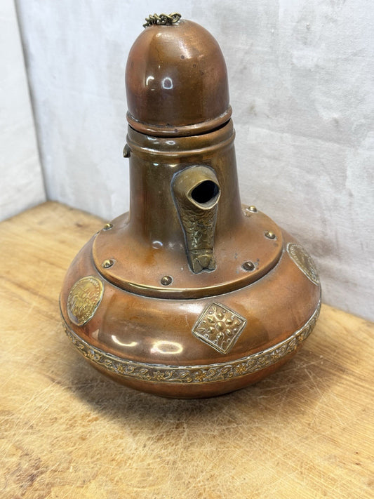 Decorative Brass Zodiac Tea Pot Vtg #S-1557