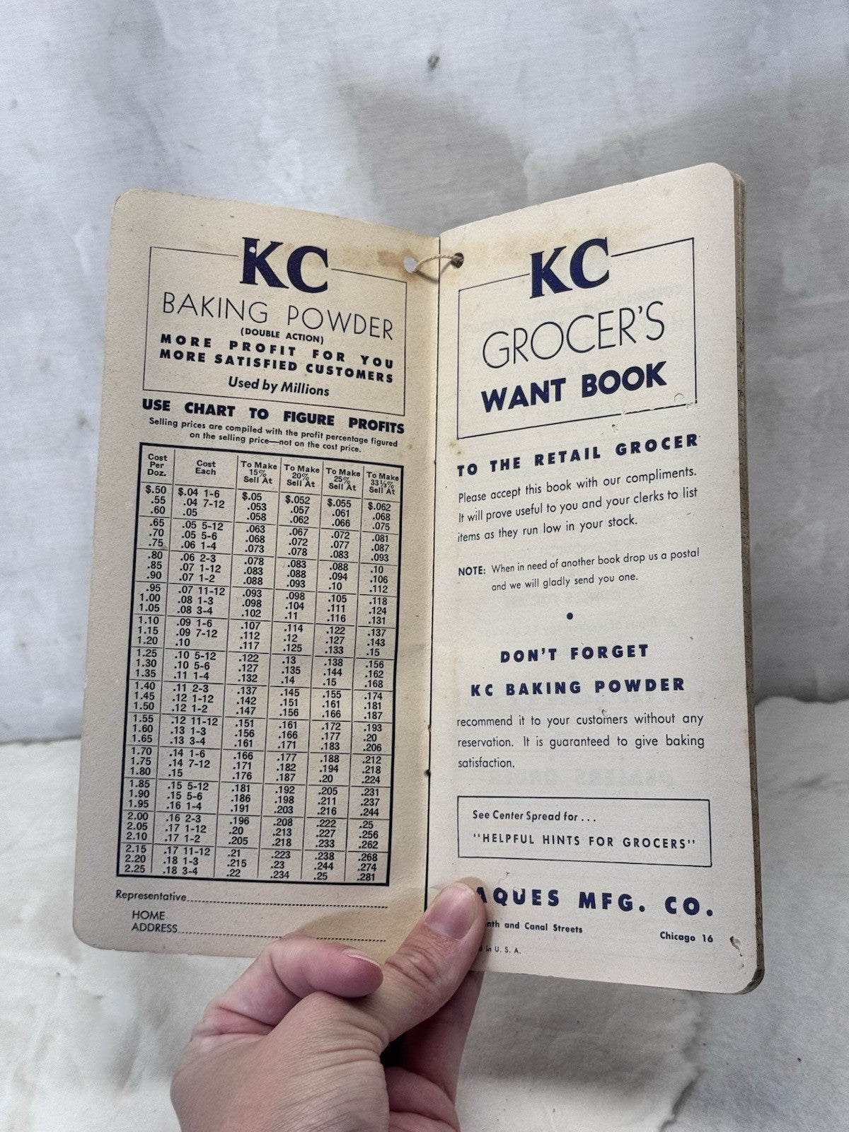 KC Baking Powder Notebook Handbook Kitchen Vtg #S-1861