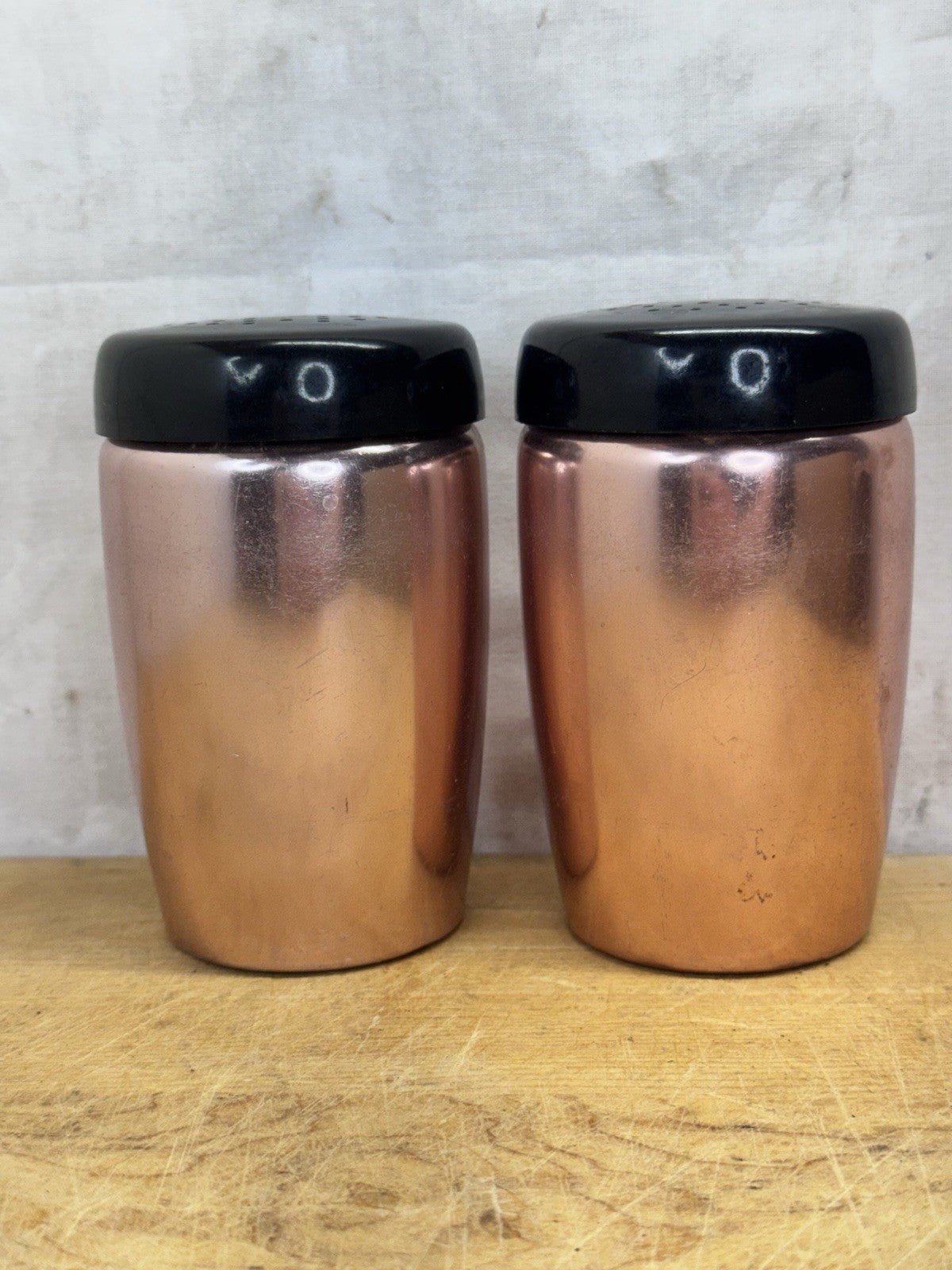 Copper Colored Metal Salt And Pepper Shakers Westbend #1124