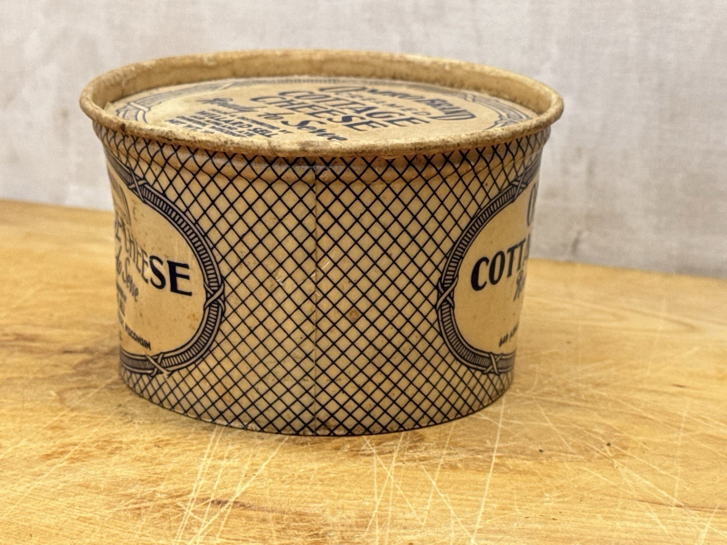 Omro Brand Cottage Cheese Container Oshkosh Wisconsin Vintage #1167
