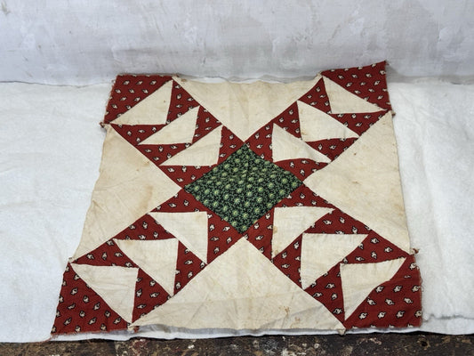 Hand Stitched Fabric Quilt Square Vintage
