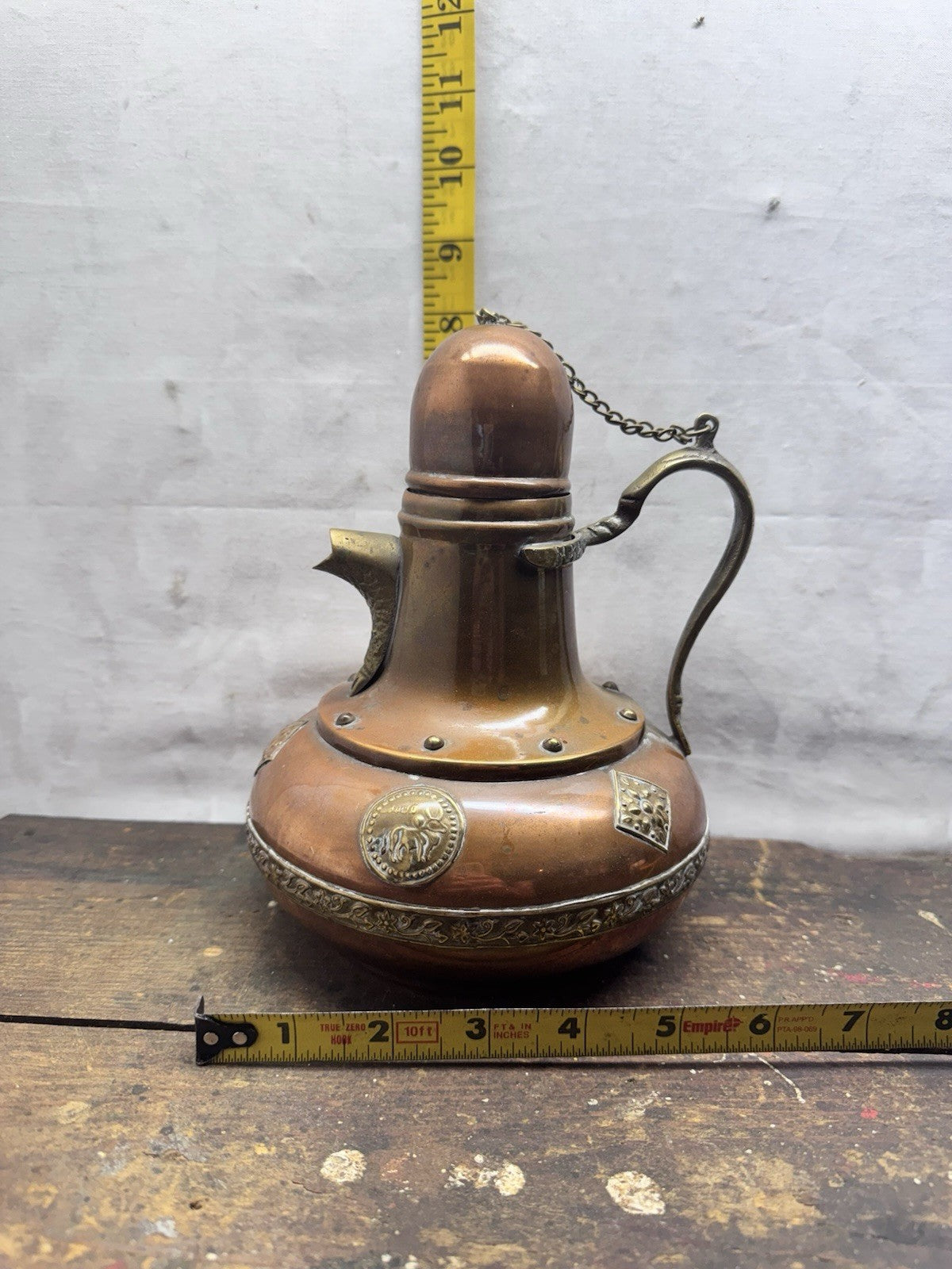 Decorative Brass Zodiac Tea Pot Vtg #S-1557