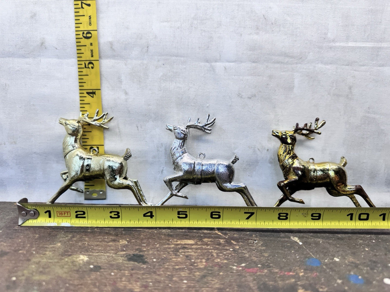 Three Vintage Plastic Reindeer Christmas #1056
