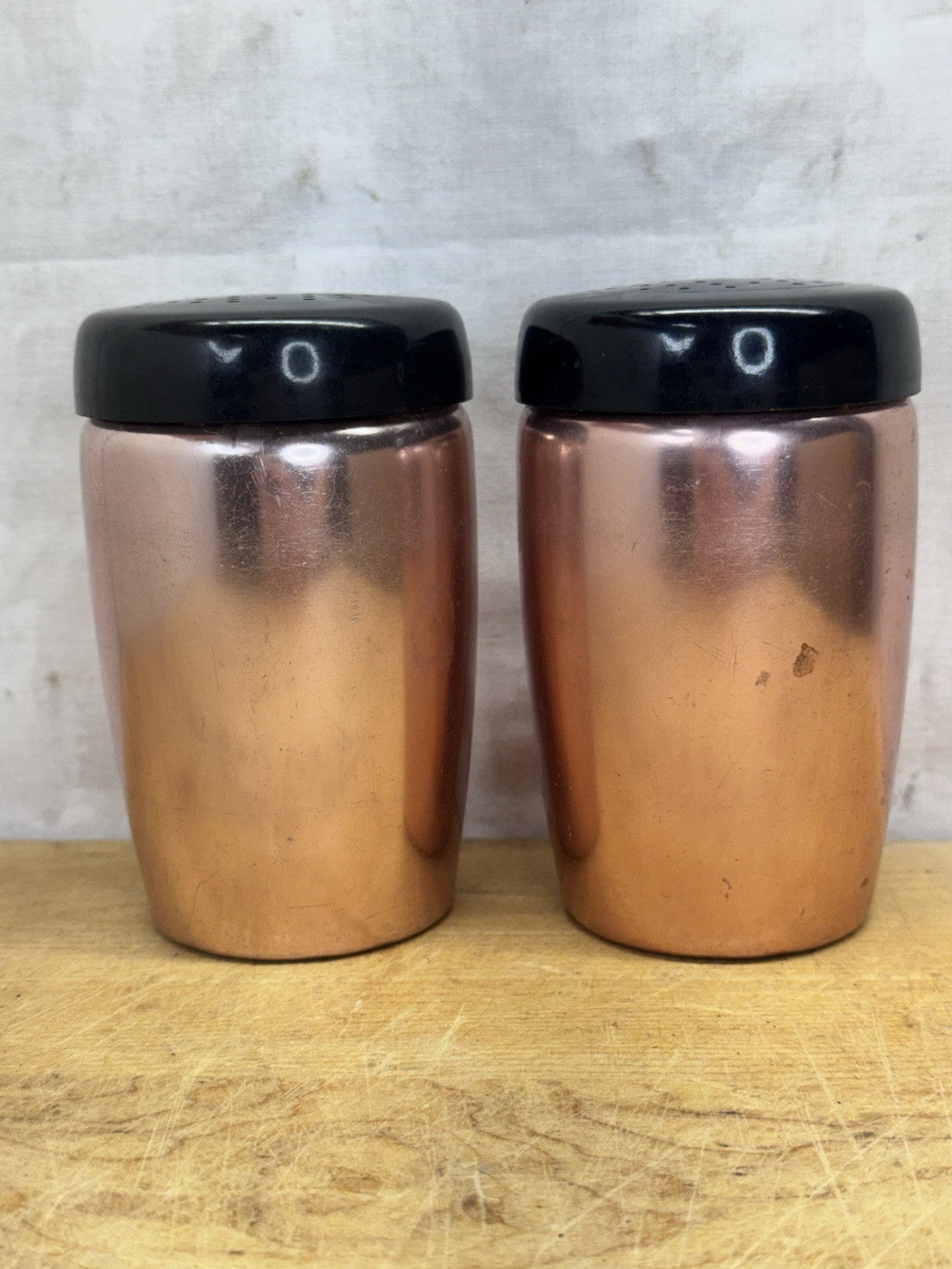Copper Colored Metal Salt And Pepper Shakers Westbend #1124