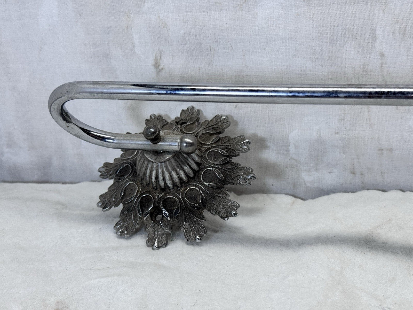 Ornate Metal Towel Bar Vintage