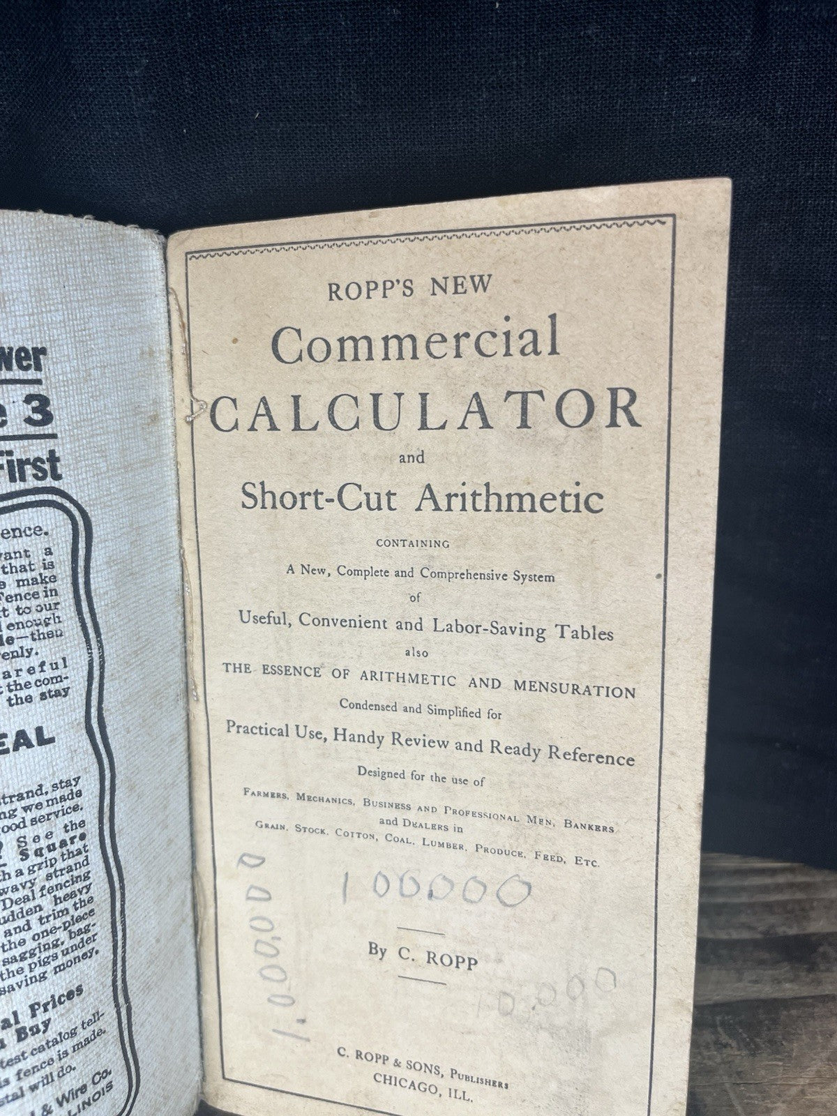 Antique 1906 Ropps New Calculated Book