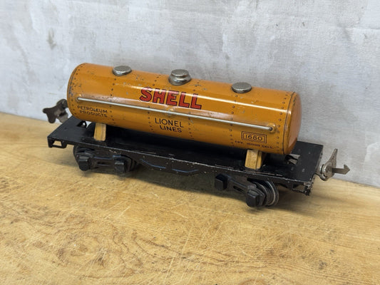 Vtg Lionel Lines Shell 1680 Orange Tank Train Car #S-1598