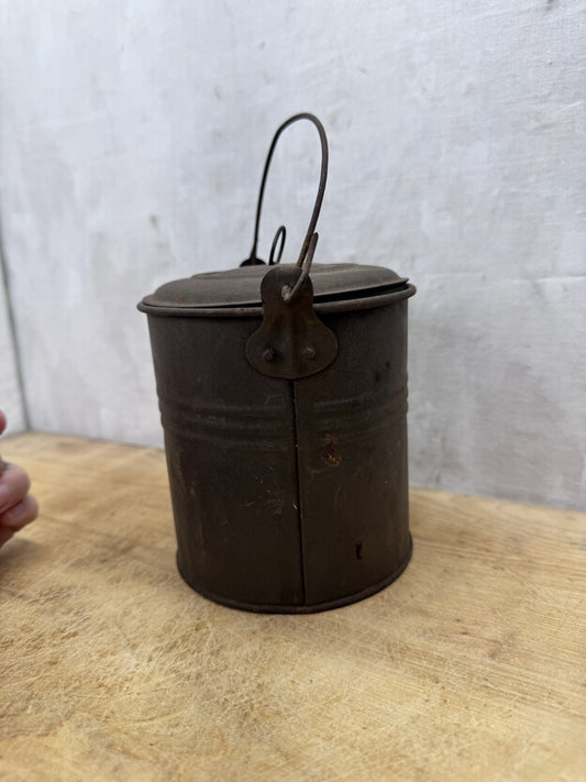 Small Metal Berry Bucket With Lid Vtg #S-1533