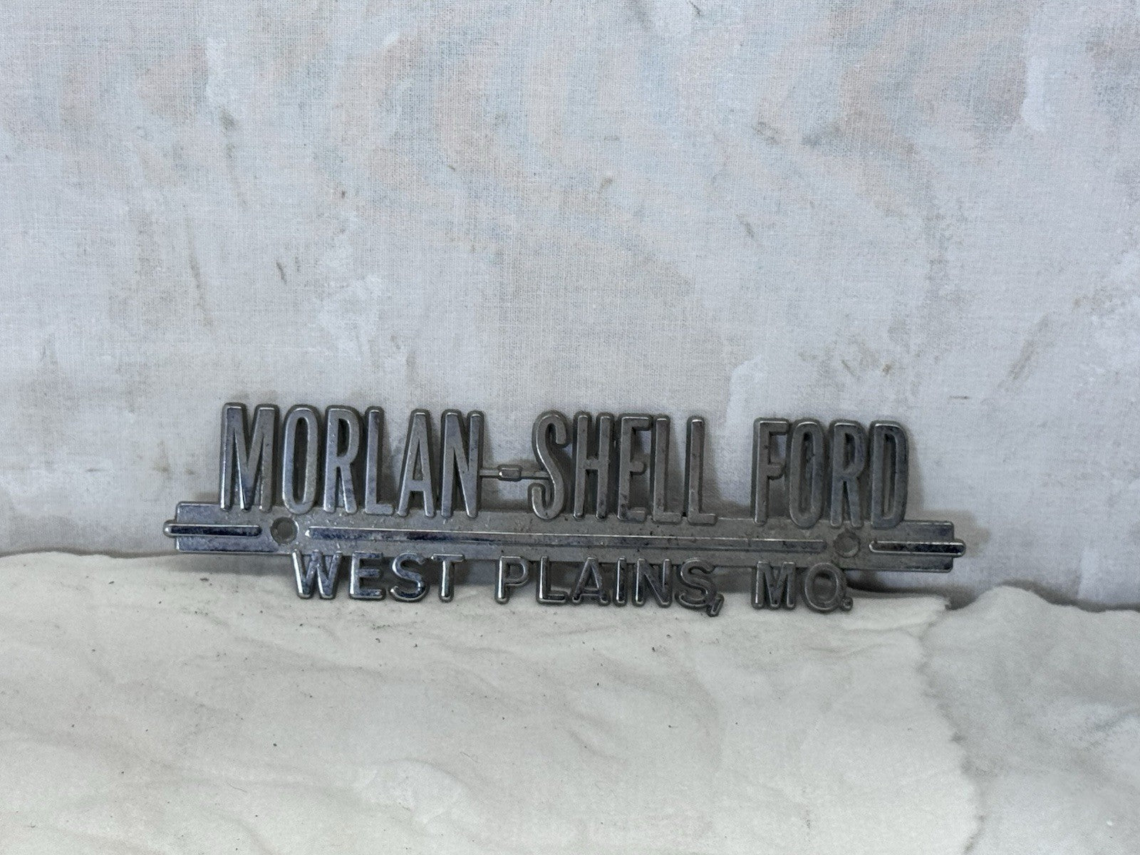 Morlan-Shell Ford West Plains Missouri Vehicle Badge Vtg #S-1852
