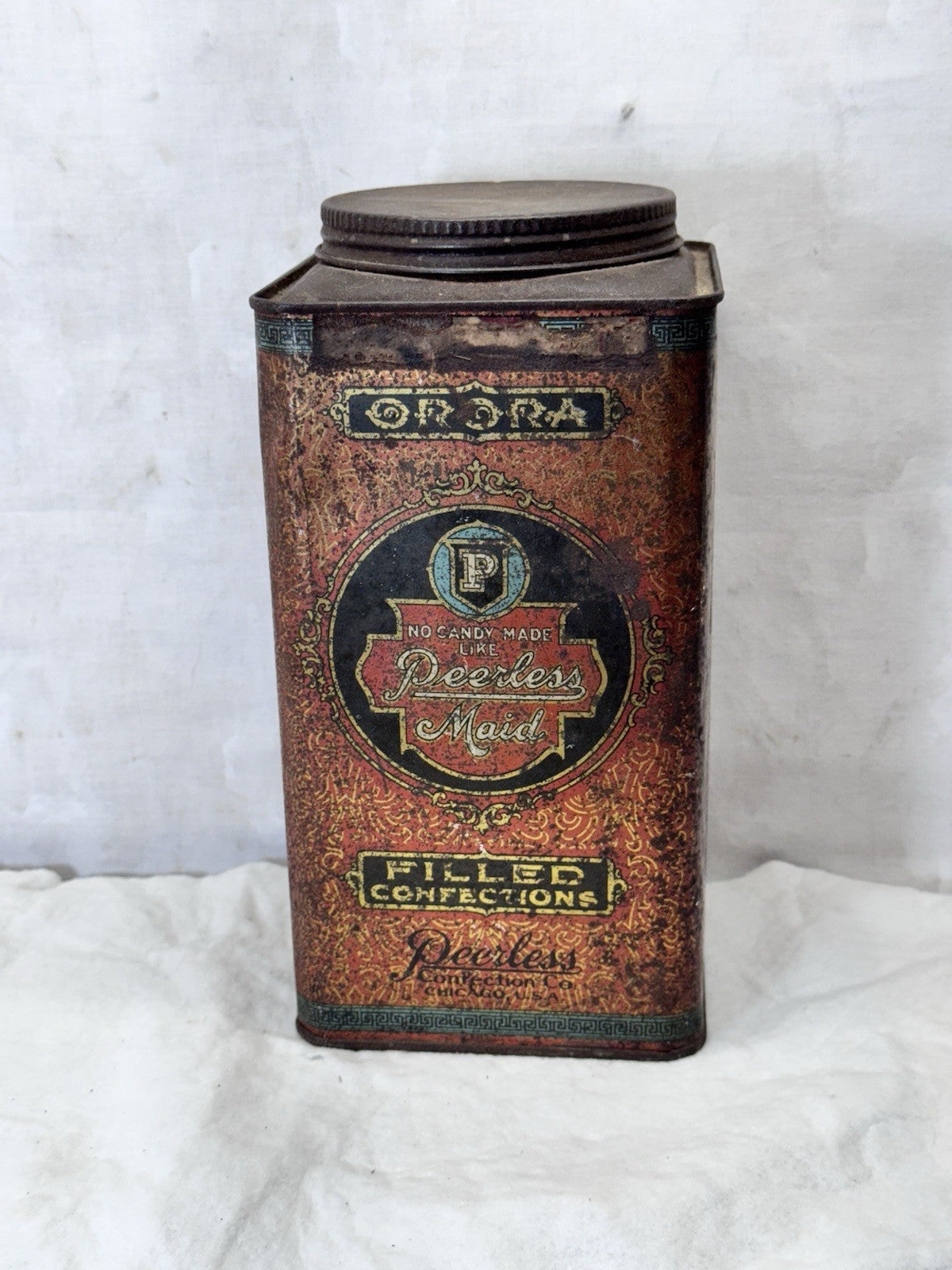 Peerless Maid Filled Confections Candy Tin Vintage #S-1955