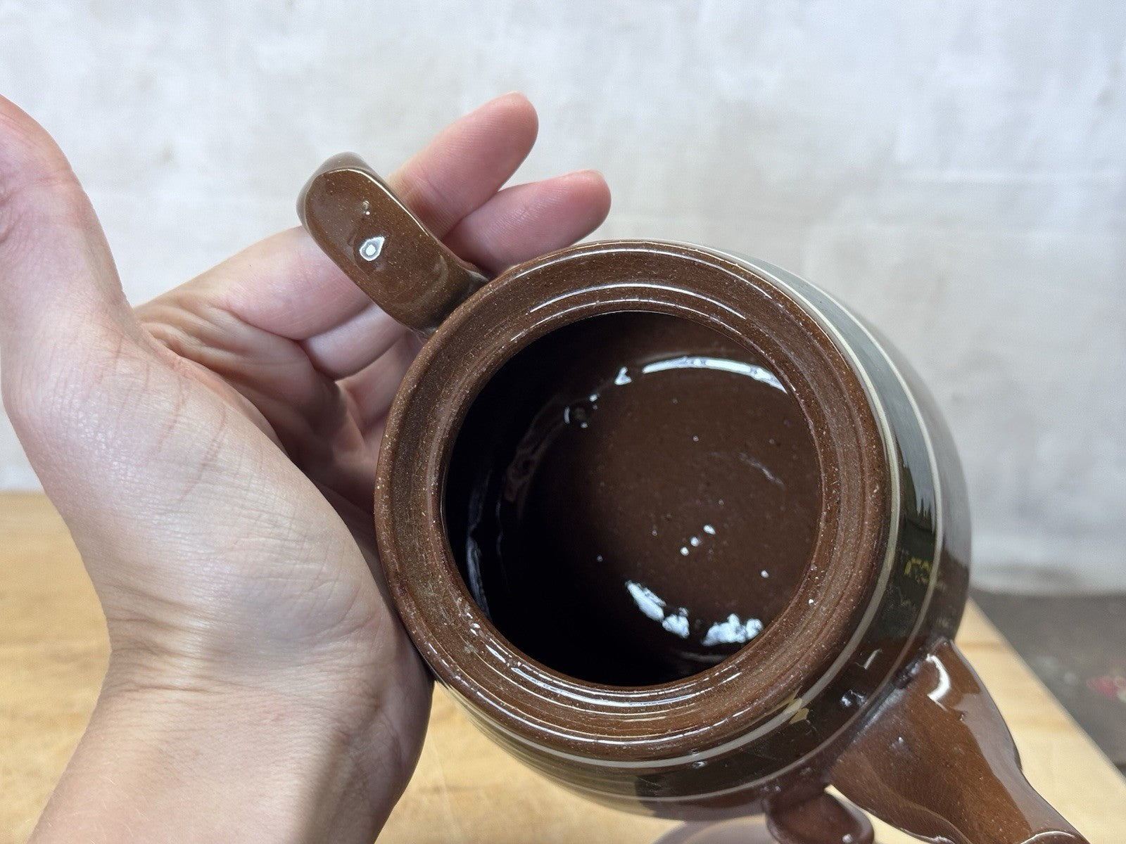 Vintage Brown Betty Ceramic Tea Pot  #S-1814