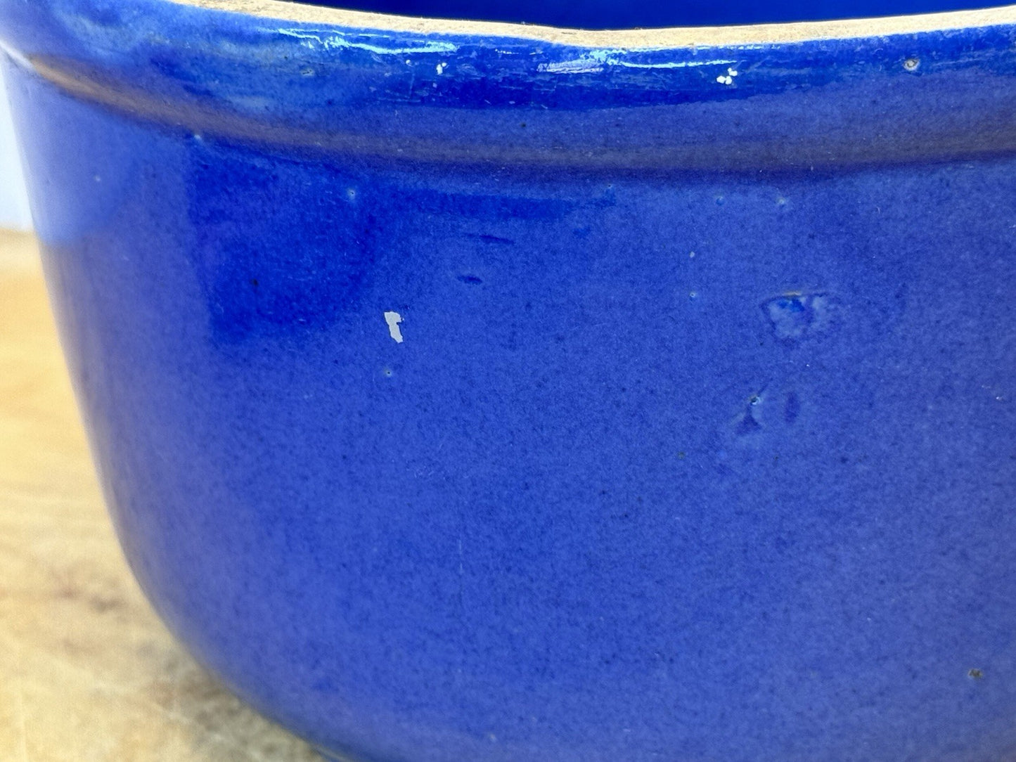 Blue Stoneware Bowl Vtg #S-1701