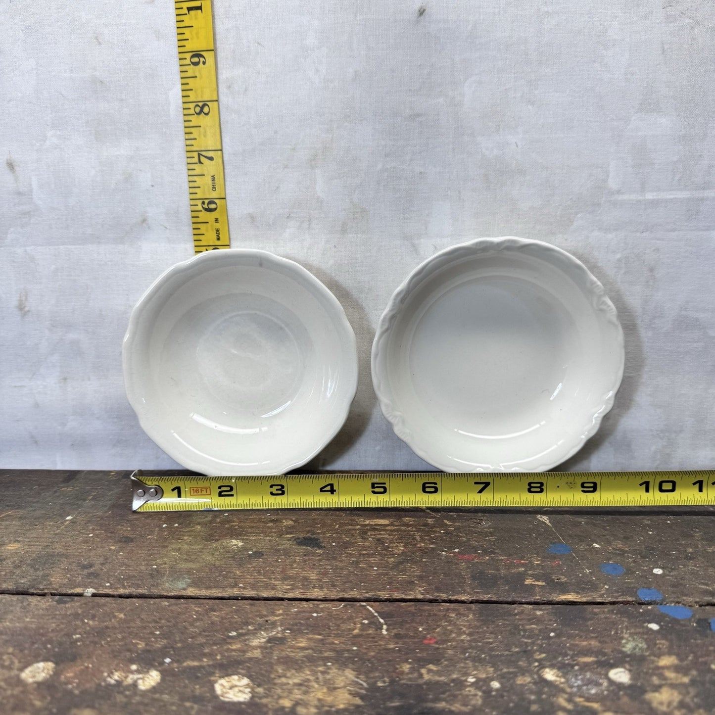 White Stoneware Serving Bowls Flawed