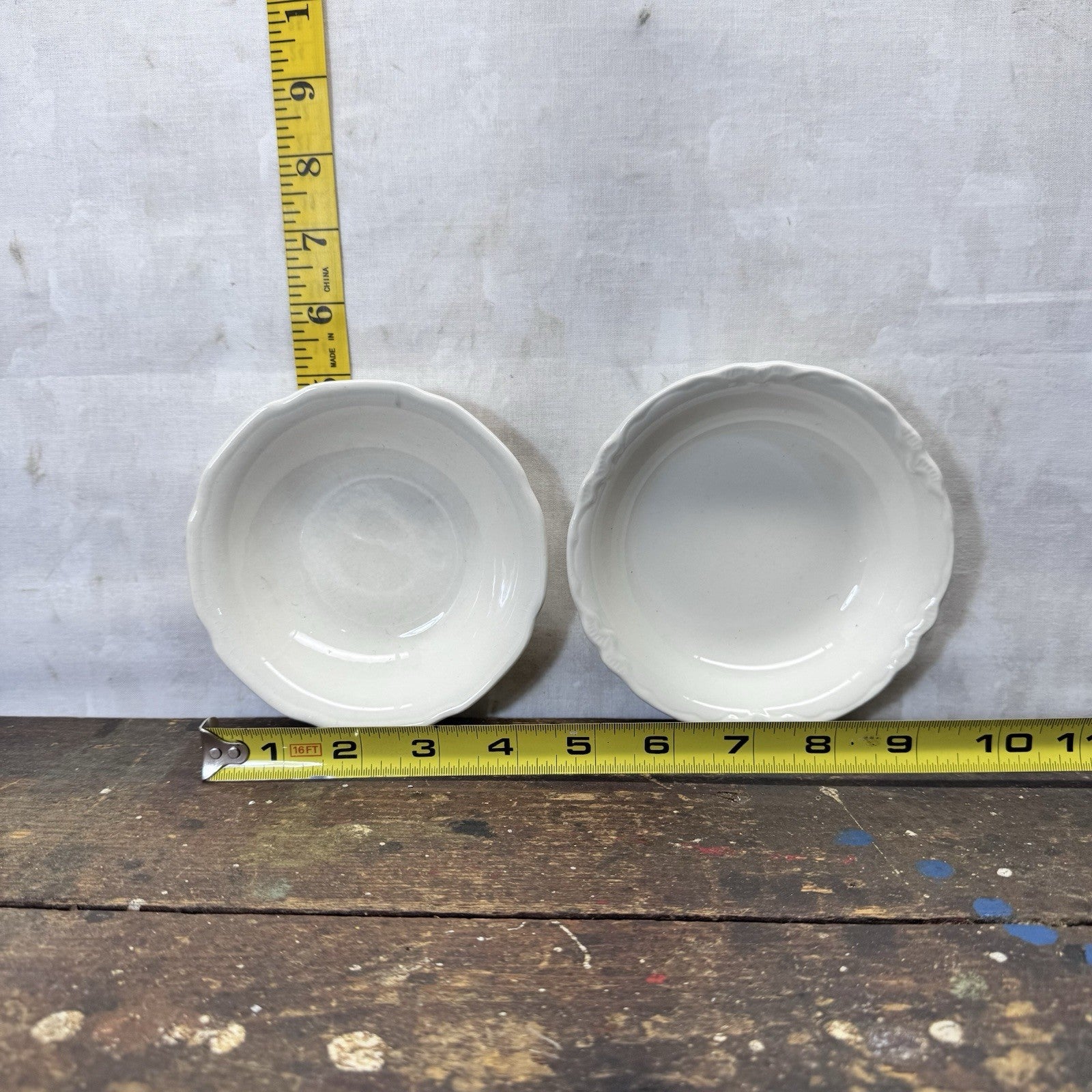 White Stoneware Serving Bowls Flawed
