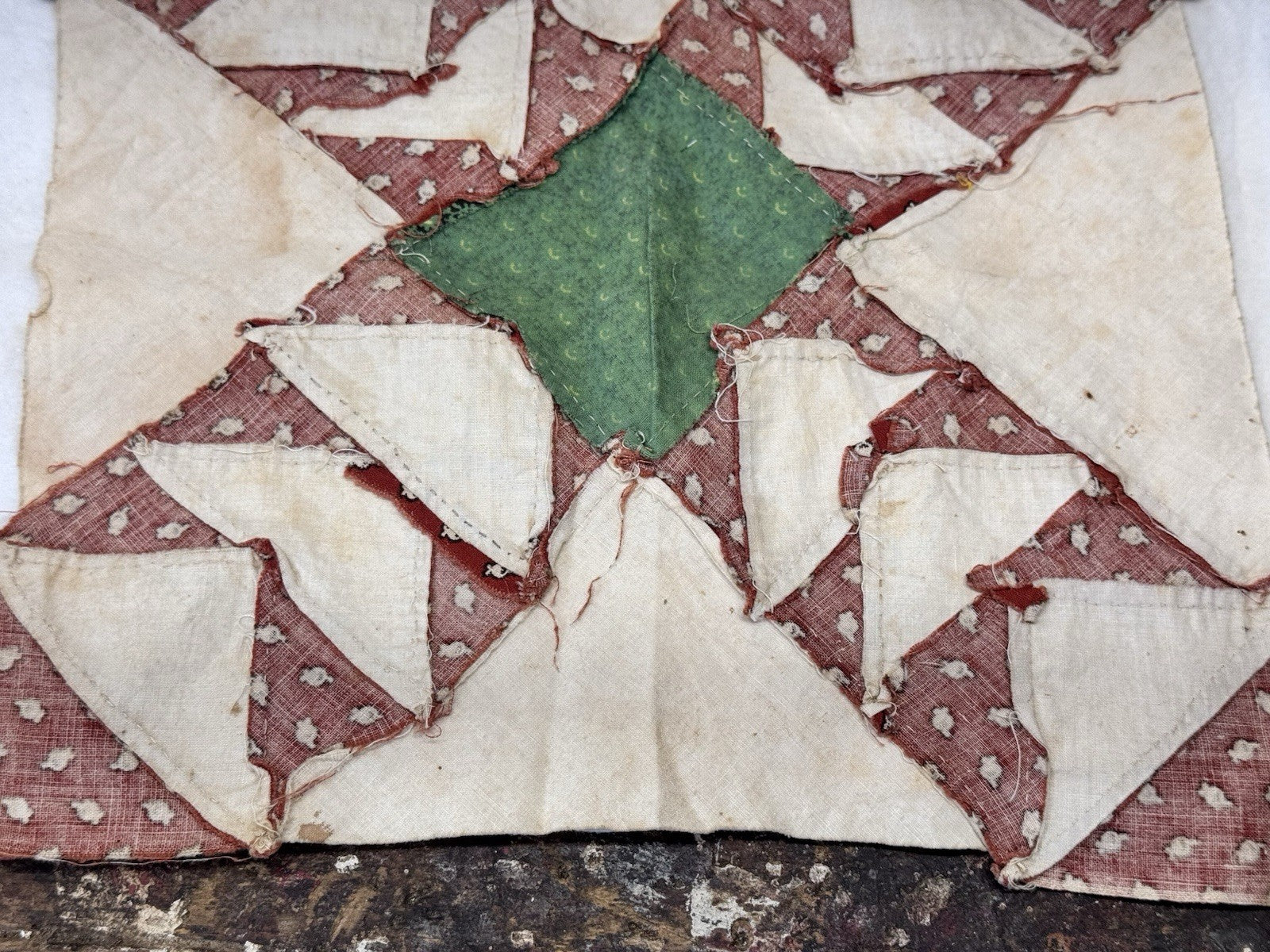 Hand Stitched Fabric Quilt Square Vintage