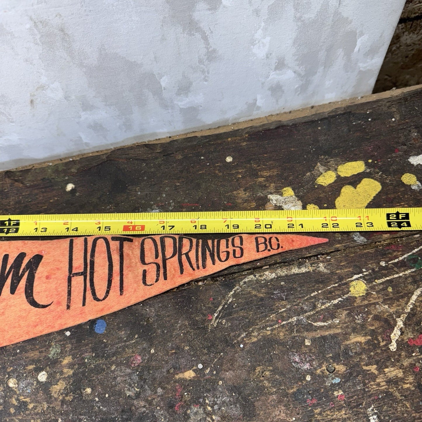 Radium Hot Springs B.C Vintage Fabric Pennant Banner Flag Souvenir 