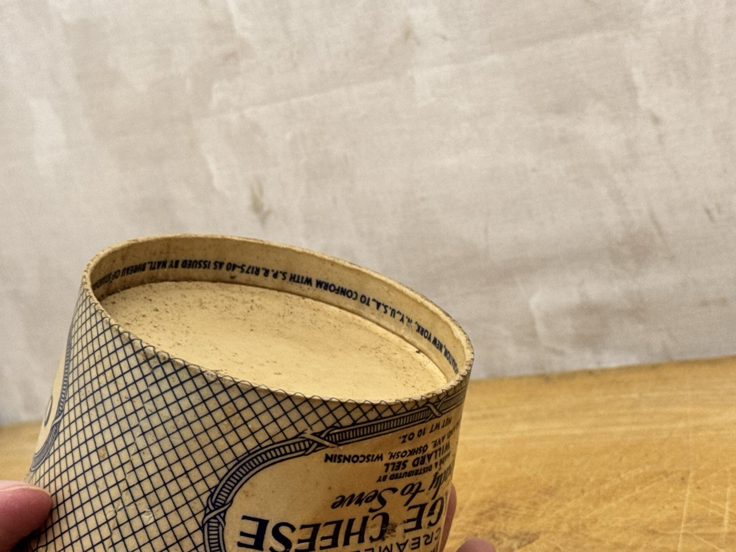 Omro Brand Cottage Cheese Container Oshkosh Wisconsin Vintage #1167