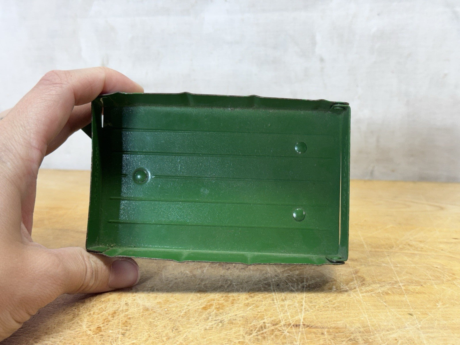 Vintage Ertl Pressed Metal Green Farm Wagon Crop Trailer #S-1827