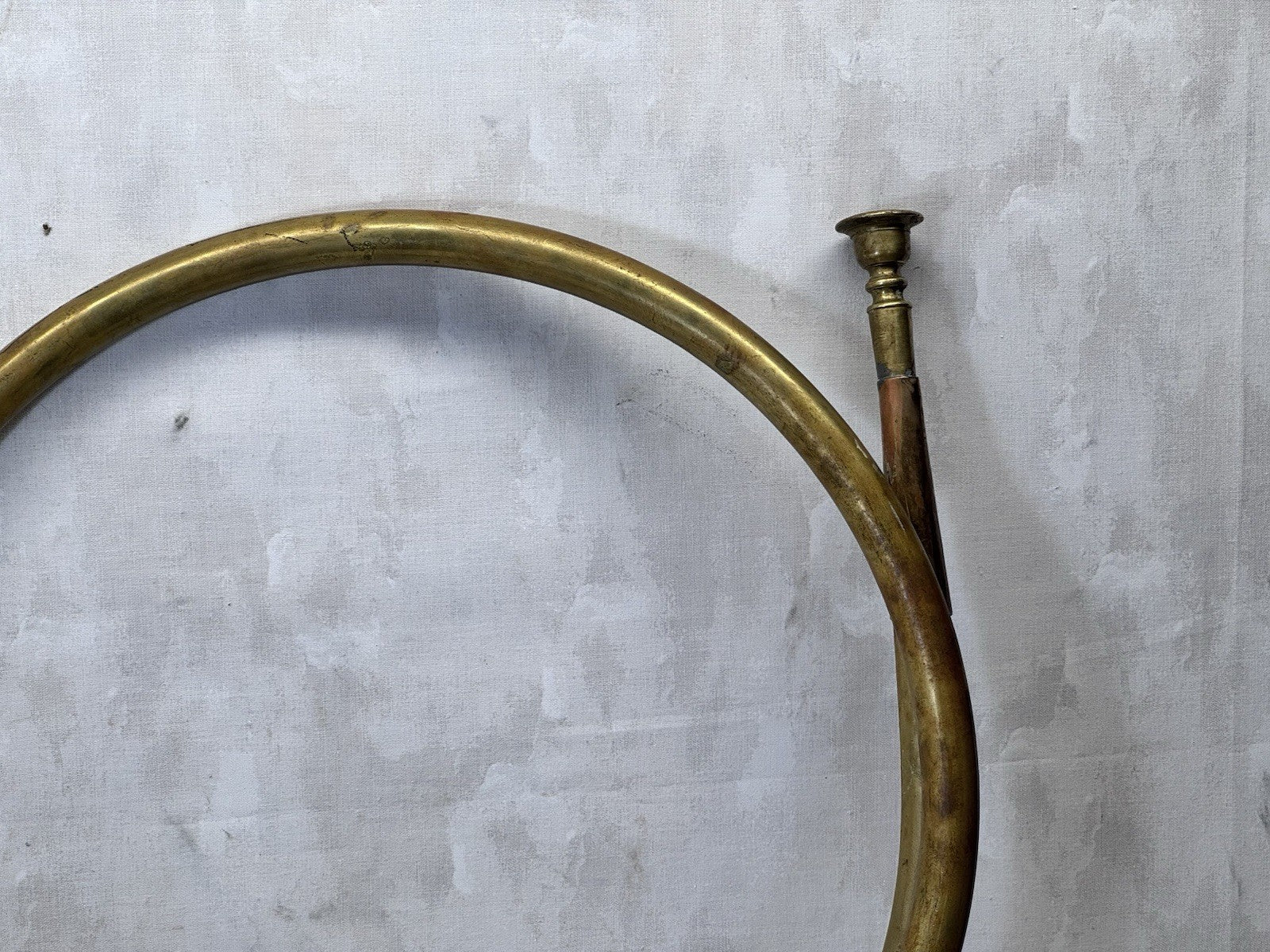 Christmas Brass French Horn Bugle Fox Hound Bow Vtg #S-1838