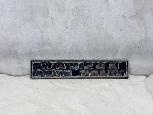 Waupun Auto Sales Wisconsin Vehicle Badge Vintage #S-1857