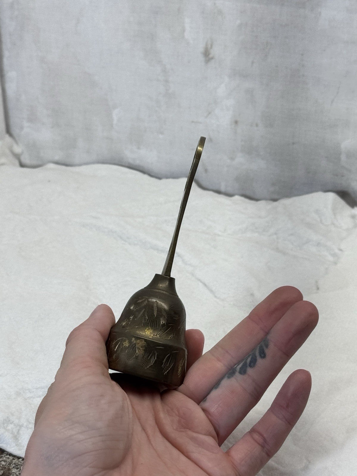 Antique Brass Etched Small Bell #S-1903
