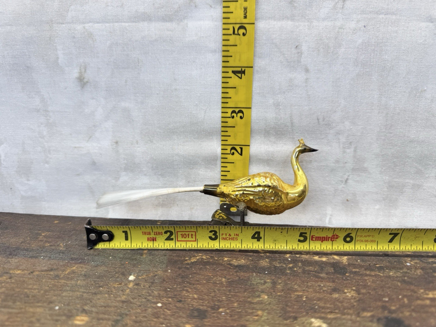 Gold Antique Glass Bird Clip On Ornament#1486
