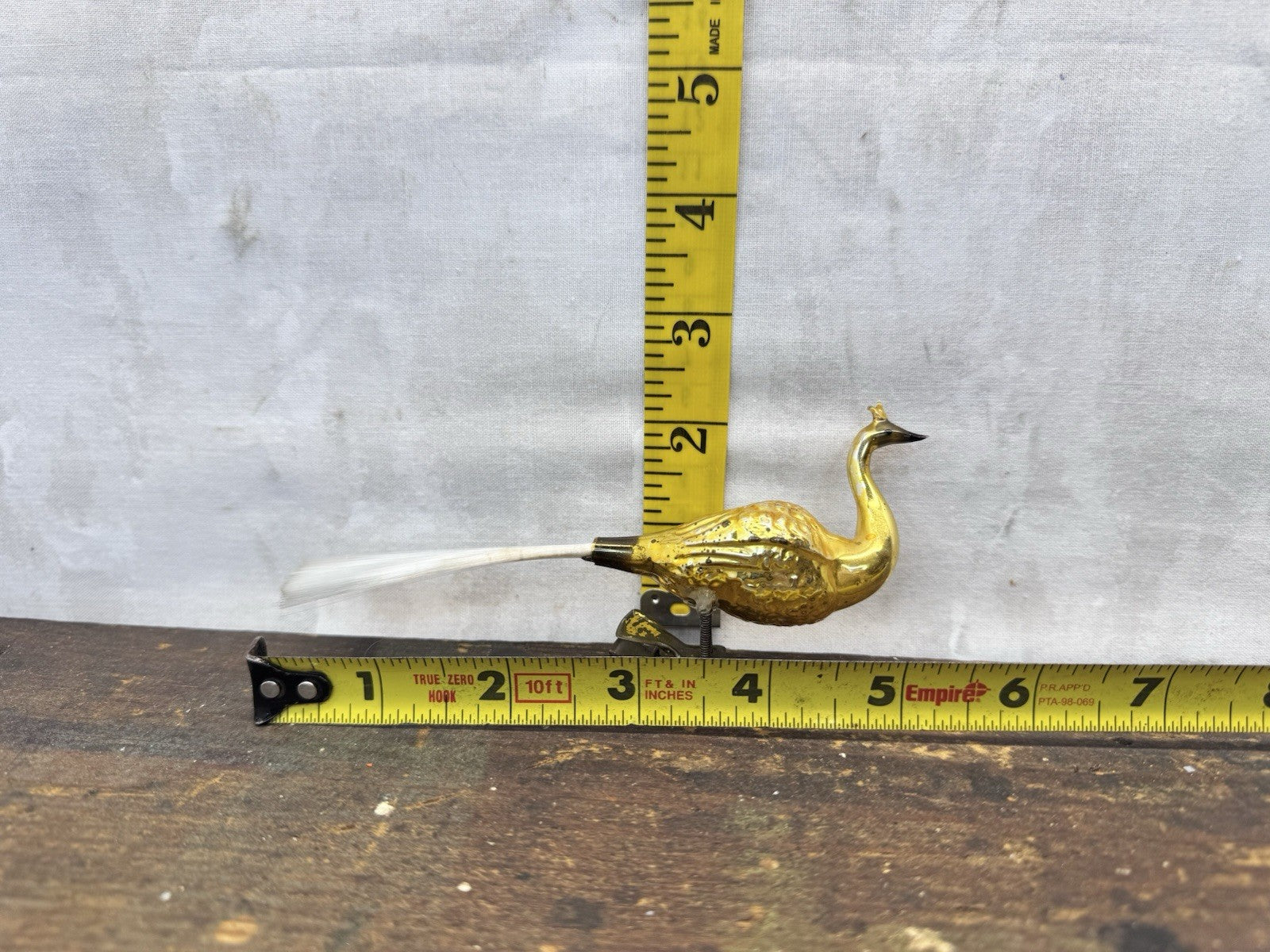 Gold Antique Glass Bird Clip On Ornament#1486