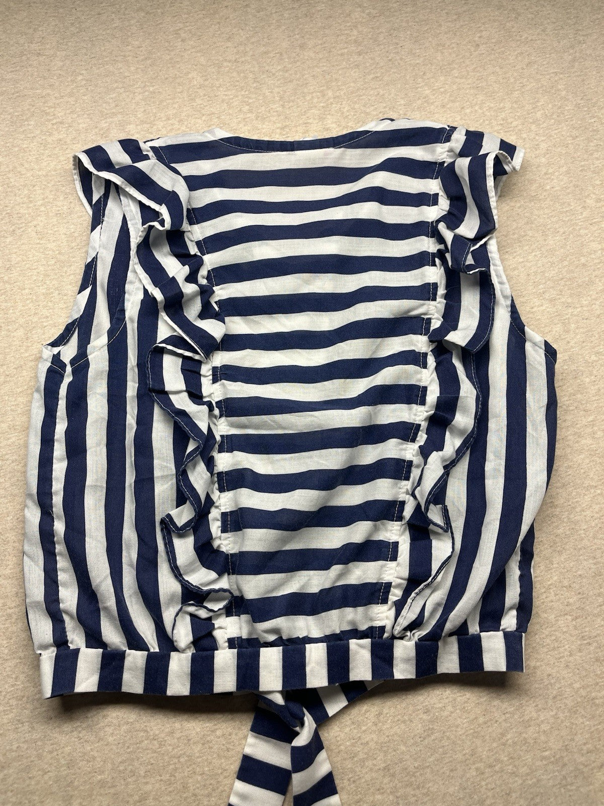 1960-70 Womens Rio Blue &wht Sleeveless Cotton Top
