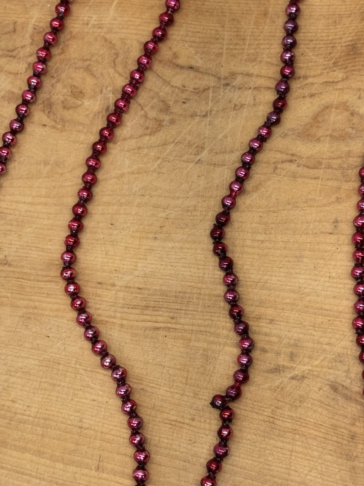 Red Antiqued Glass Beaded Garland 9 Ft #1212