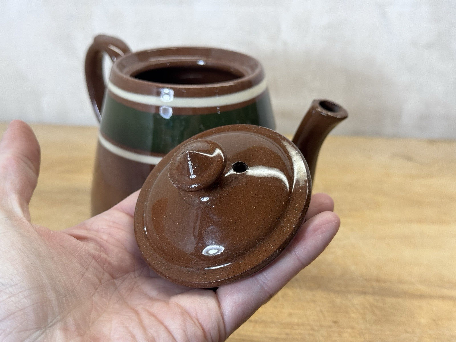 Vintage Brown Betty Ceramic Tea Pot  #S-1814