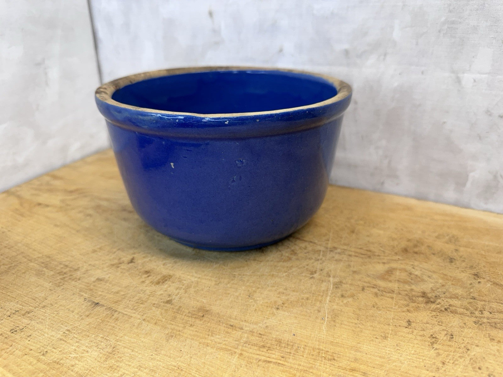 Blue Stoneware Bowl Vtg #S-1701