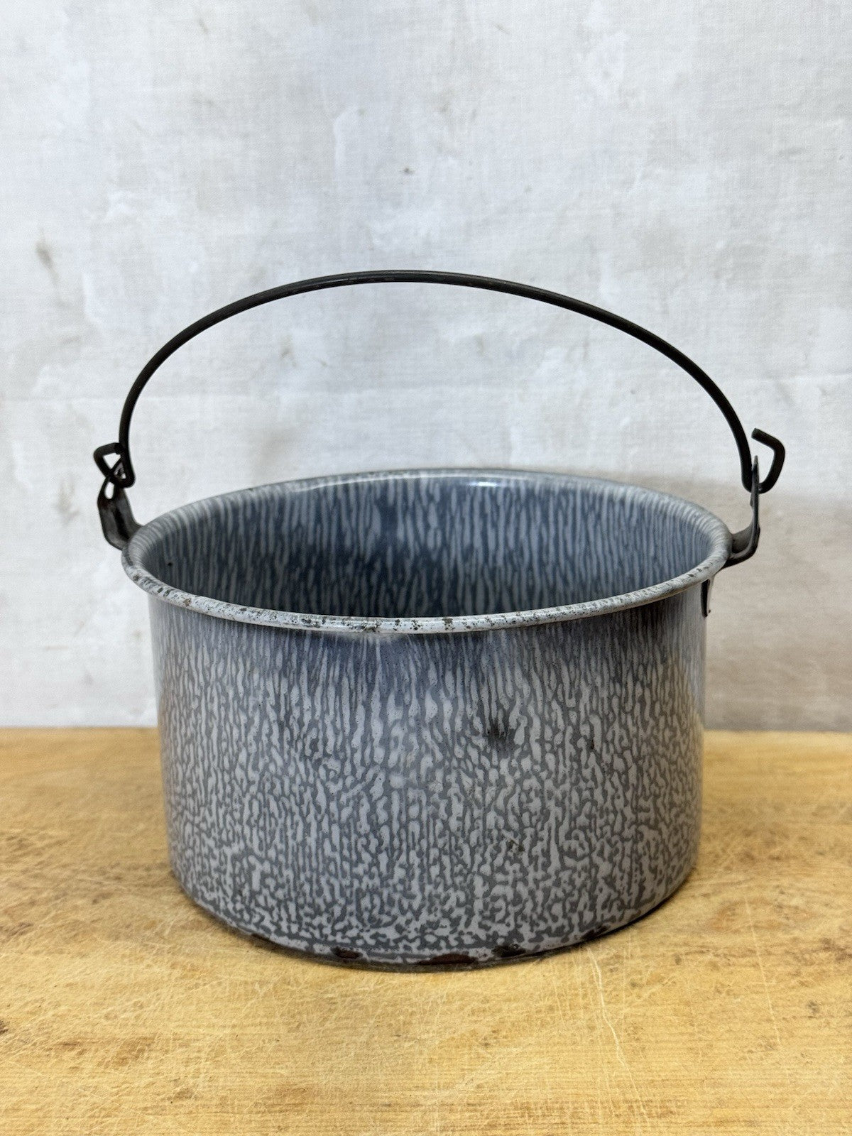 Grey Swirl Splatter Enamelware Mini Bucket Vintage #S-1866