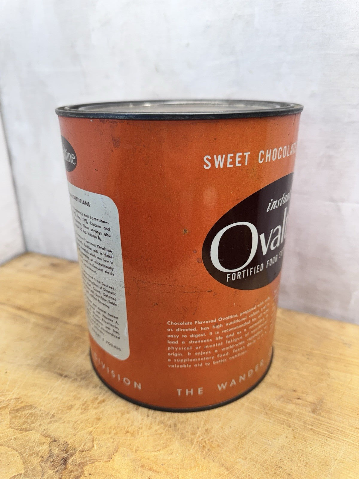 Ovaltine Sweet Chocolate Orange Tin Vtg Kitchen #1446